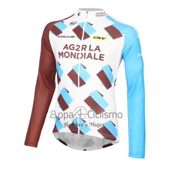 Ag2rla Ropa Ciclismo Culotte Largo 2016 Mangas Largas Blanco y Brown